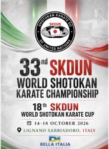 33rd World Shotokan Championship and 18th World Cup with Gasshuku&Referee seminar @ Bella Italia Village